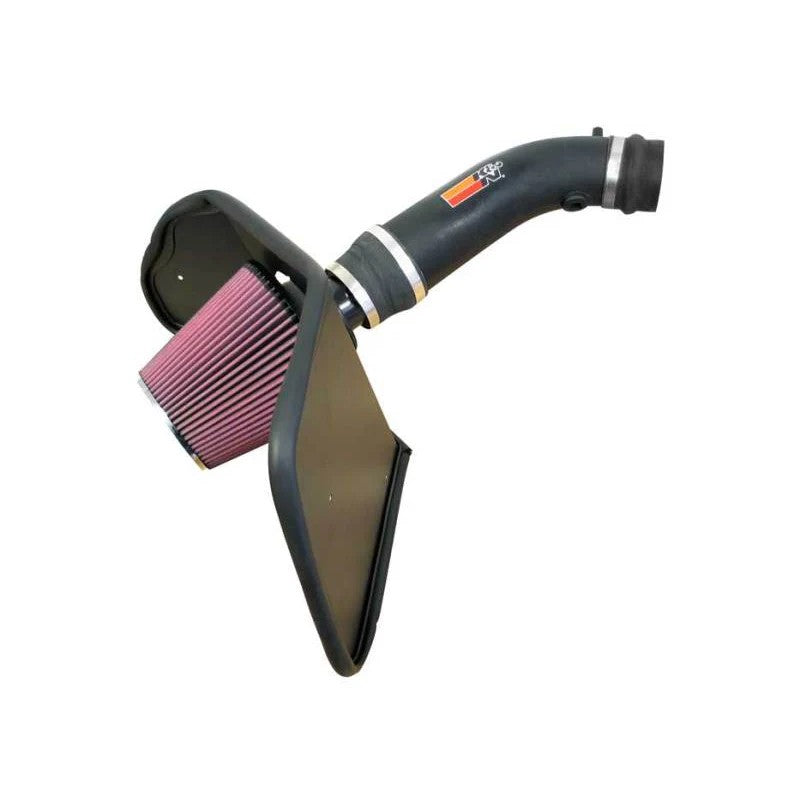 K&N 57 Series performance intake system with black HDPE tube and red oiled cotton conical filter for Toyota T100