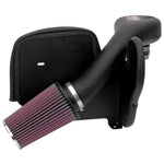 K&N 57 Series performance air intake kit with black HDPE tube and red conical air filter for Jeep Cherokee 4.0L