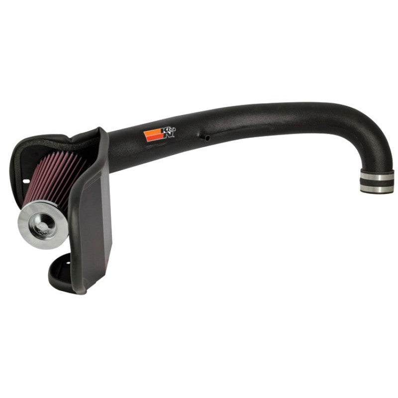 K&N 57 Series cold air intake kit with black HDPE tube and conical air filter for 1997-2006 Jeep Wrangler 4.0L