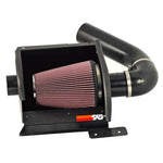 K&N 77 Series performance intake with black aluminum tube and conical red oiled air filter for 6.8L V10 Ford vans
