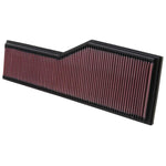 K&N 33-2786 red pleated high-flow air filter in a black rectangular frame