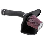 K&N performance air intake kit with black HDPE tube and red conical oiled cotton air filter for Ford V10 engines.