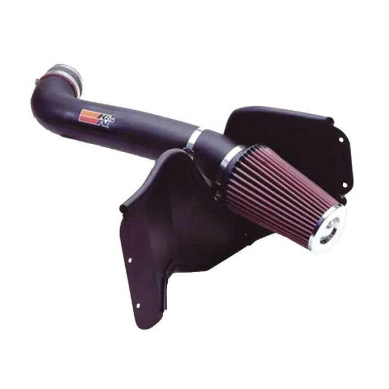 K&N 57 Series FIPK cold air intake with black HDPE tube and red oiled cotton air filter for Jeep Grand Cherokee V8-4.7L