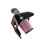 K&N 57 Series FIPK intake kit featuring black HDPE tube, conical oiled cotton filter, and heat shield for BMW 3 Series.