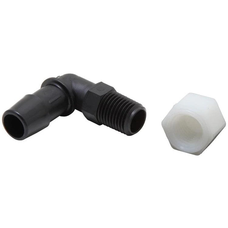 K&N 85-1120 white plastic 90-degree air filter vent kit with 0.50 inch flange, gasket, and mounting hardware.