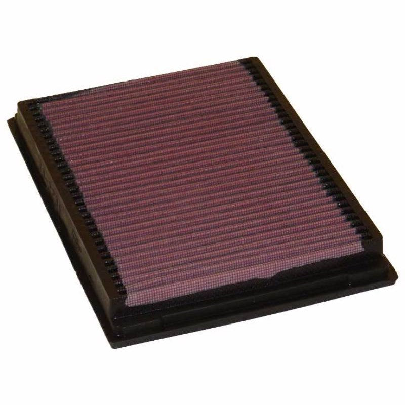 K&N 33-2231 red oiled cotton drop-in high-flow air filter with a black rubber seal for BMW factory air boxes.