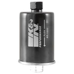 K&N PF-1000 fuel filter with high-strength carbon steel housing and performance cellulose glass media.