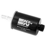 K&N PF-2500 Performance Fuel Filter with carbon steel housing and 2.125-inch outside diameter.