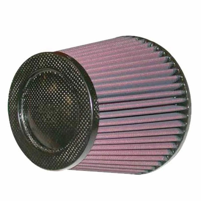 K&N RP-5113 universal conical clamp-on air filter featuring an oiled cotton media and a carbon fiber top plate.