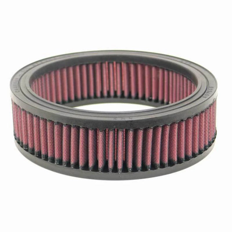 Round K&N E-3402 air filter featuring red oiled cotton media and 7-inch outer diameter