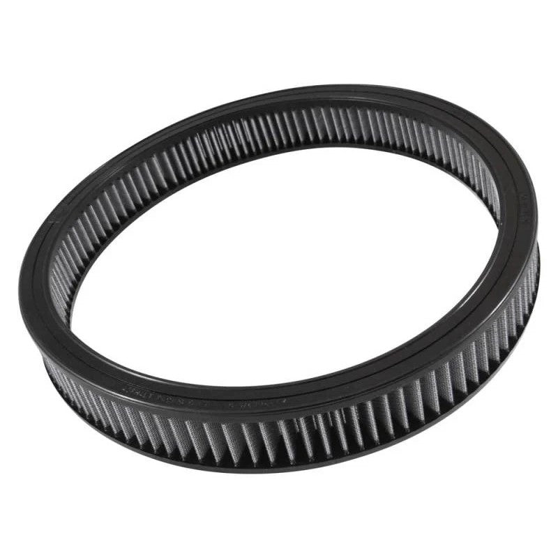 Round white unoiled K&N racing air filter with 2-layer cotton gauze media and wire mesh reinforcement