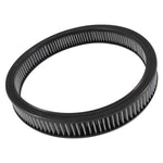 Round white unoiled K&N racing air filter with 2-layer cotton gauze media and wire mesh reinforcement