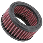 K&N E-3120 round custom air filter with red pleated oiled cotton media and black rubber end caps.