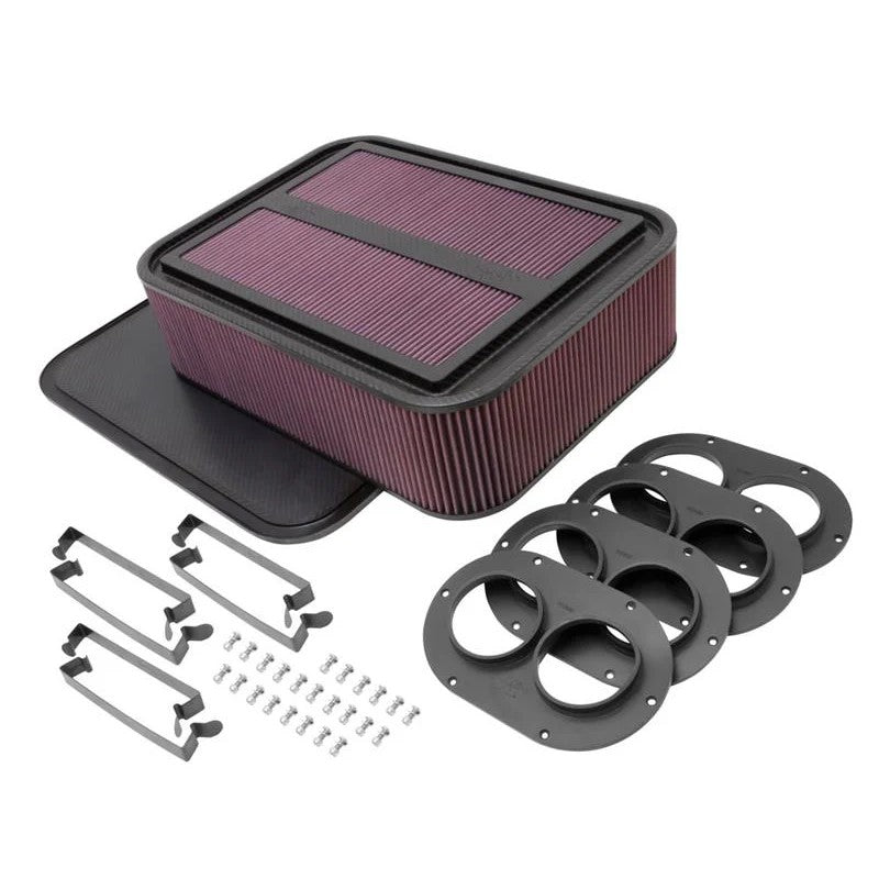 K&N Generation 2 rectangular carbon fiber racing air box filter with 2.75-inch air horn seals
