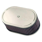 K&N 56-1210 custom racing air filter assembly with 9x5.5-inch oval base and 3.25-inch height.
