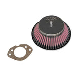 K&N 56-9327 Custom Racing Air Filter assembly with chrome top, base, and red tapered round filter media.