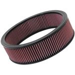 K&N E-3730 custom round air filter featuring pleated pink oiled cotton media and a 14-inch outside diameter.