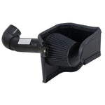 K&N black performance intake system with a synthetic Dryflow air filter, black intake tube, and custom heat shield.