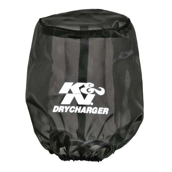 Black K&N Drycharger round tapered air filter wrap RU-2590DK with 5.375 inch base
