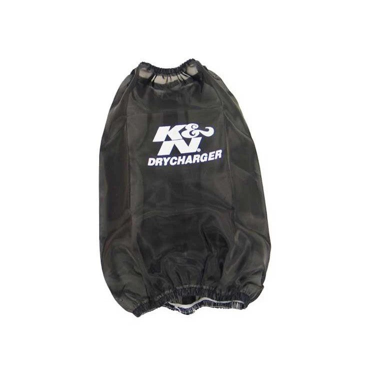 Black K&N Drycharger water-repellent polyester wrap for round tapered air filters.