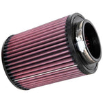 K&N RU-2820 universal round straight air filter with red cotton gauze media and black 3-inch rubber flange