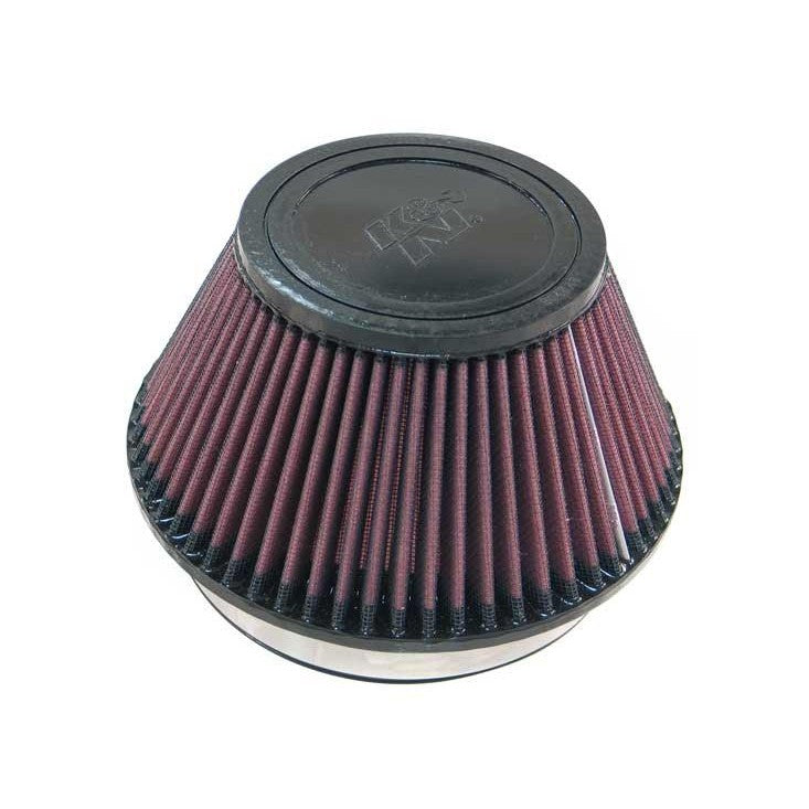 K&N RU-4600 universal tapered air filter with 6-inch black rubber mounting flange