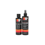 K&N Recharger Kit 99-5050BL featuring 12oz Power Kleen pump spray and 8oz blue squeeze filter oil bottle