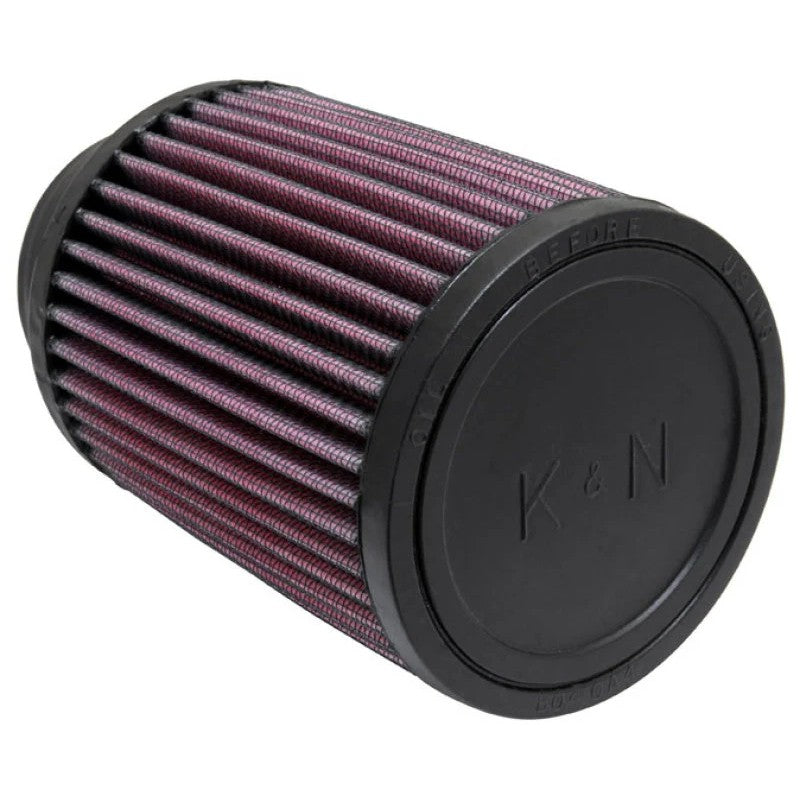K&N RU-1460 universal air filter featuring a black rubber base with a 10-degree angled 2.75 inch flange.