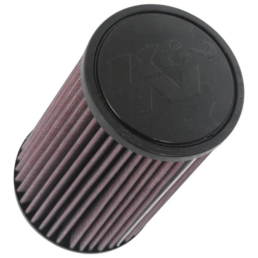 K&N RU-5144 universal tapered round air filter with 2.75 inch mounting flange and red pleated media