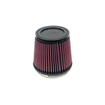 K&N RU-4250 universal round tapered air filter with 3.75 inch ID rubber flange and red washable cotton media.