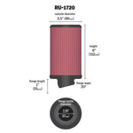 K&N Filter Universal Rubber Round Air Filter 20 Deg Flange Angle 2.25in Flange ID x 3.5in OD x 6in H