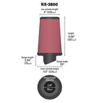 K&N XStream universal clamp-on air filter with red pleated media and integrated filtration top