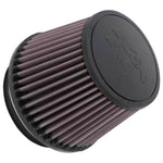 K&N X-Stream universal clamp-on air filter with red cotton gauze media, black rubber flange, and filter top RU-1005