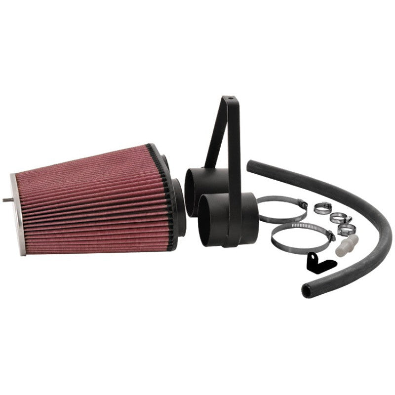 K&N 63-1014 AirCharger performance intake system with chrome-topped high-flow air filter for 1996-1997 Ford trucks.