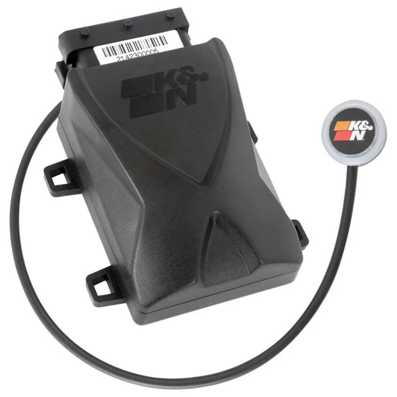 K&N 20-1000 Throttle Control Module with wiring harness and adjustable aluminum control dial.