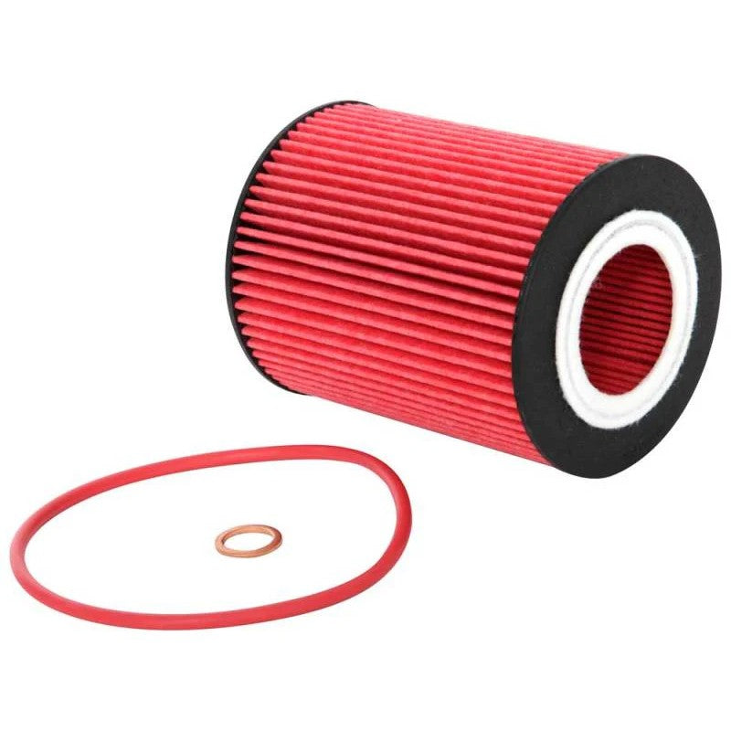 K&N HP-7007 Performance Cartridge Oil Filter featuring pleated filtration media and manufacturer branding.