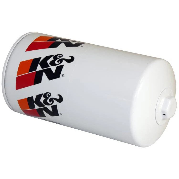 K&N HP-6001 performance oil filter with welded 1-inch hex nut for easy removal.