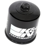 K&N KN-175 black spin-on powersports oil filter with a welded 17mm hex nut on the top