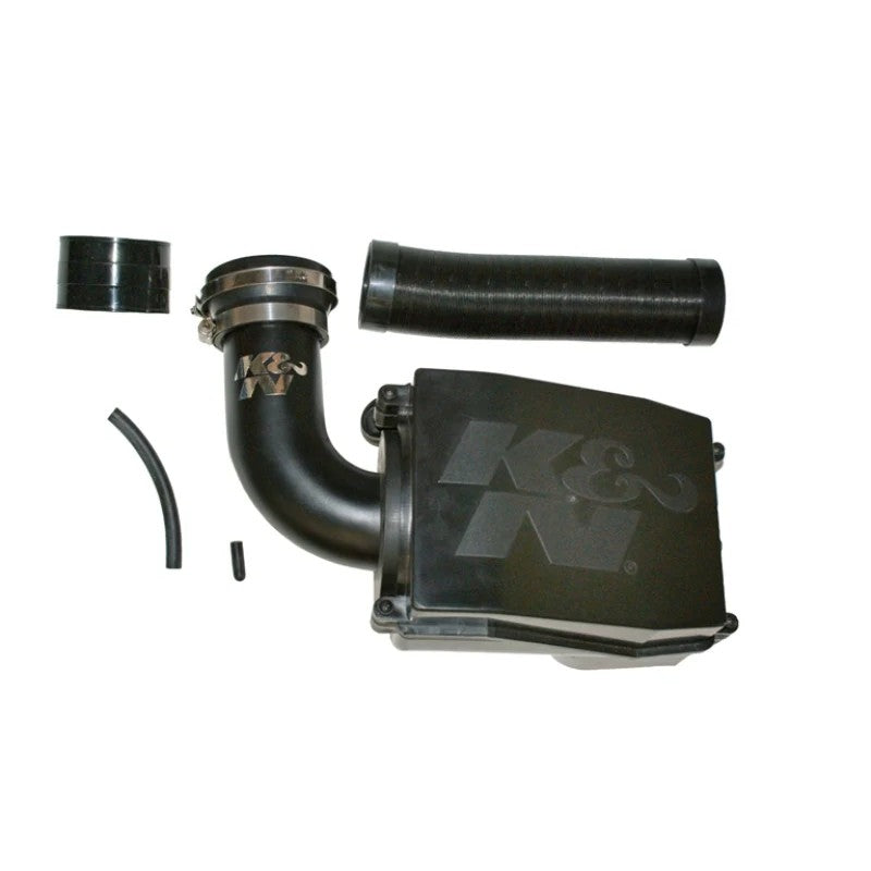 K&N 57S-9501 Performance Airbox intake kit with textured black aluminum tube and enclosed air filter assembly.
