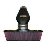 K&N 57 Series FIPK air intake system with black HDPE induction tube, red oiled filter, and custom heat shield.