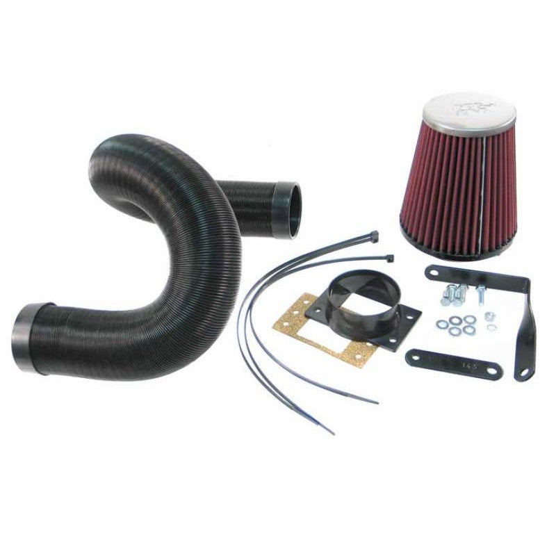 K&N 57i Series induction kit with high-flow cone filter and hardware for 1990-1993 Mazda Miata 1.6L.