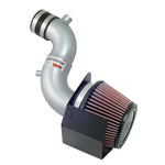 K&N Typhoon intake system with silver mandrel-bent aluminum tube, red conical air filter, and black heat shield.