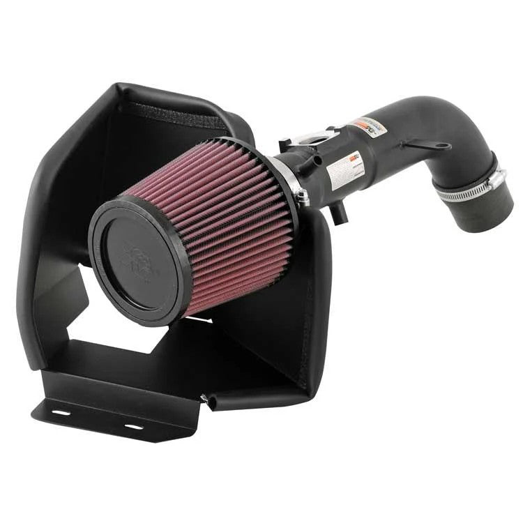 K&N Typhoon cold air intake kit with textured finish aluminum tube and red conical air filter for Toyota 2.4L