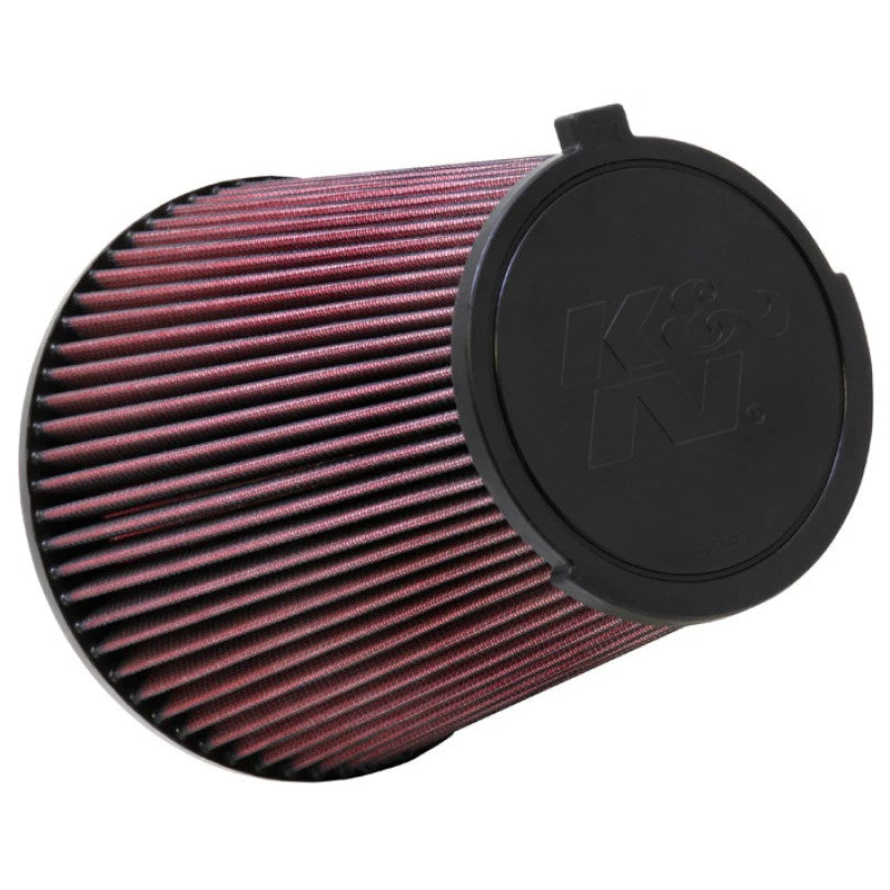 K&N E-1993 high-flow oiled cotton replacement air filter with red pleated media
