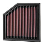K&N 33-2491 high-flow replacement air filter with red pleated cotton media for 2013-2016 Dodge Dart.