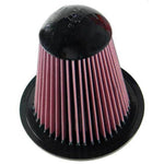 K&N E-0945 replacement air filter featuring pleated red oiled cotton media and flexible black rubber gaskets.
