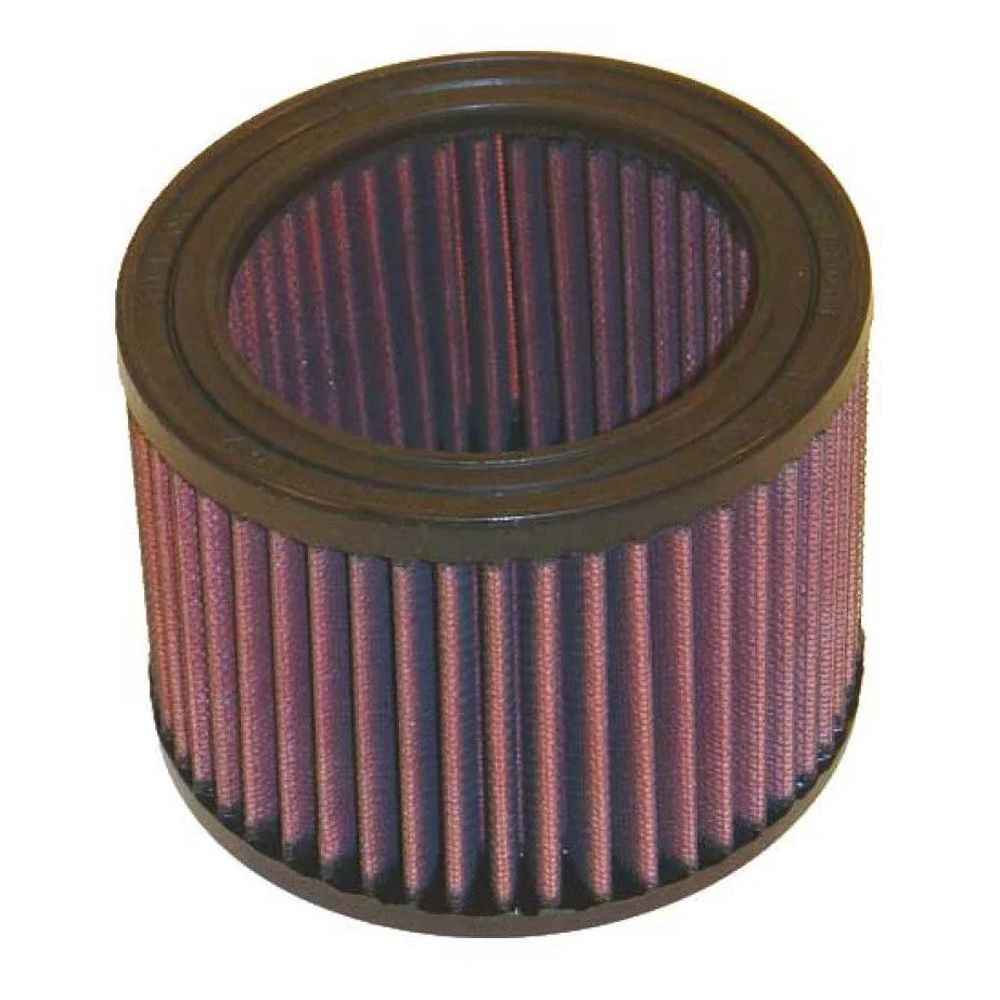 K&N E-2400 round replacement air filter with red oiled cotton media and protective mesh for 1970-1974 MG MGB.