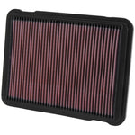 K&N 33-2146 High-Flow replacement air filter with red oiled cotton media and a durable black rubber seal.