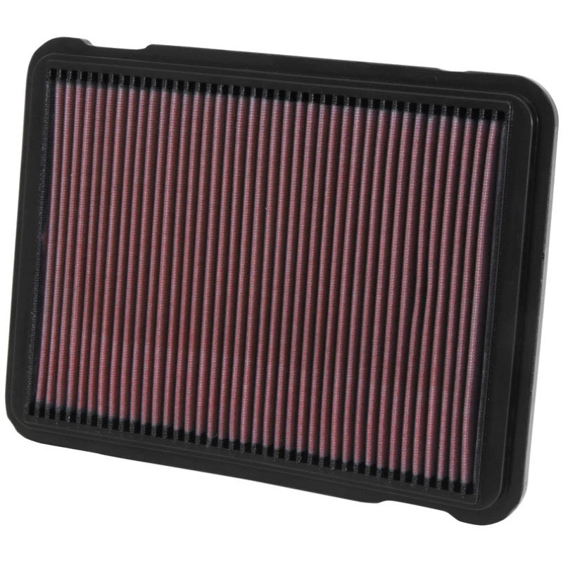 K&N 33-2146 High-Flow replacement air filter with red oiled cotton media and a durable black rubber seal.
