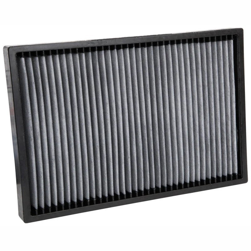 K&N VF4002 washable cabin air filter featuring white pleated synthetic media and durable black frame construction.